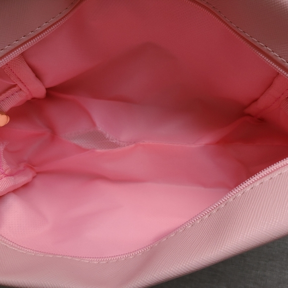 FACE SKIN Preppy Patch Makeup Bag pearl rhinestone Letter Cosmetic Pouch w/flaws - Picture 4 of 8